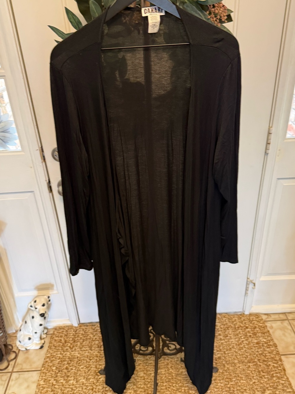 Canari Black Longline Soft Lightweight Open Front Duster Cardigan Coverup 3X